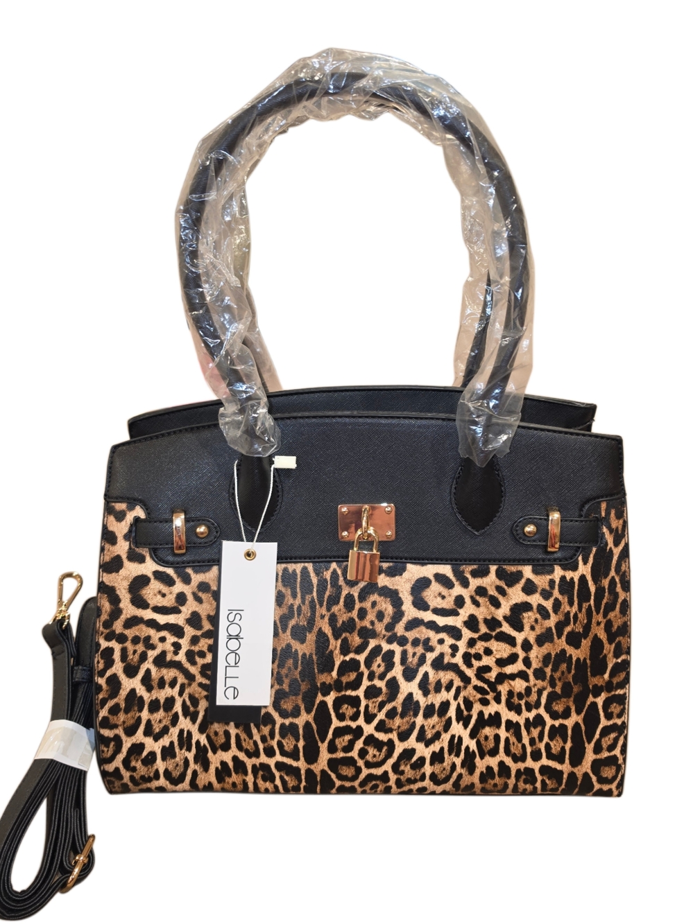 Brand New - Large Leopard Print Satchel with Black Trim